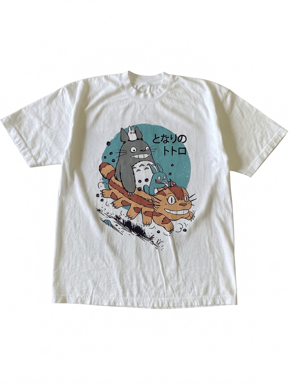 Studio Ghibli My Neighbor Totoro Catbus Anime White Graphic T-Shirt